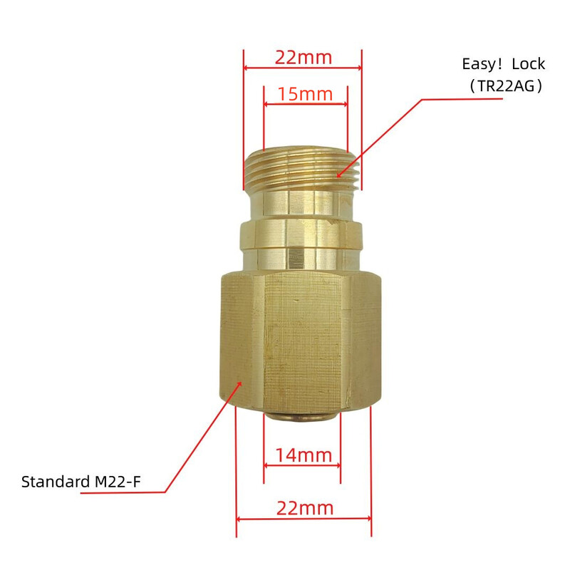 TR22 Mjedeni adapter FINDER M22 G1/4''G3/8'' Konektor za lako zaključavanje navoja za Karcher HD HDS pištolj za prskanje Koplje crijevo tlačni perač