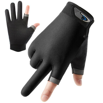 1 pár horgászkesztyű 2 vágott ujjú Sport kerékpáros férfi, légáteresztő kesztyű, csúszásgátló csúszásgátló horgászruha fitneszhez
