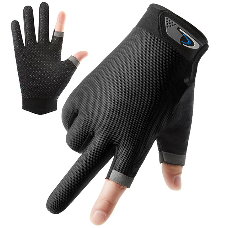 1 pár horgászkesztyű 2 vágott ujjú Sport kerékpáros férfi, légáteresztő kesztyű, csúszásgátló csúszásgátló horgászruha fitneszhez