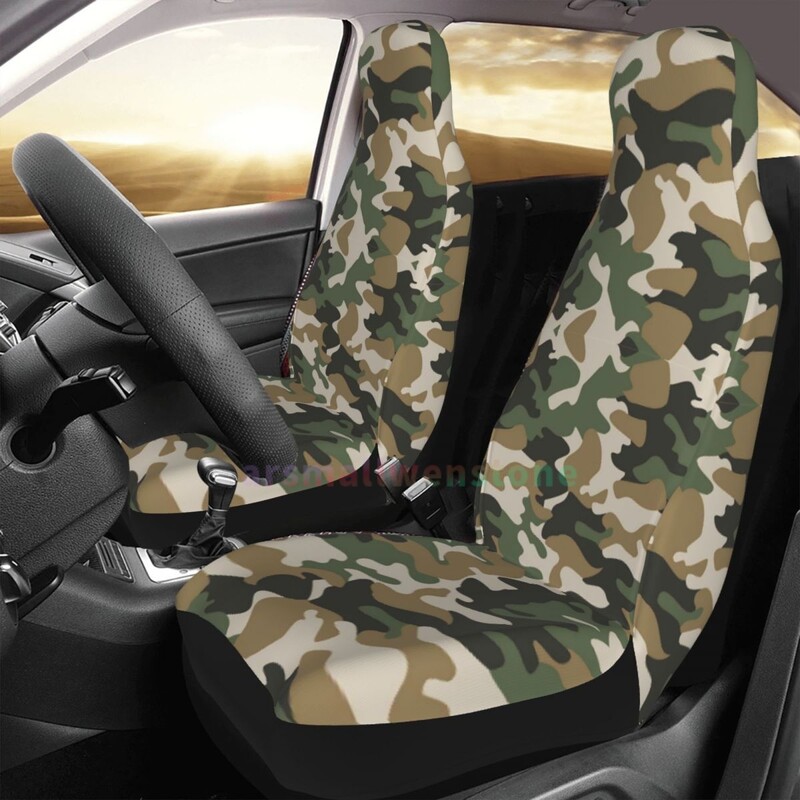 Camouflage autósülés huzat 2 DB első autós üléshuzat Ülés lerakódásgátló védőhuzat Aranyos autós kiegészítők