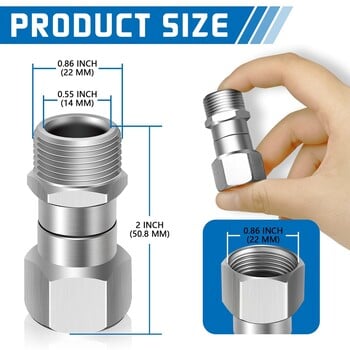 Въртящ се уред за миене под налягане M22 14 mm 360-градусов въртящ се фитинг без прегъване против усукване M22 мъжки към женски съединител за маркуч за пистолет