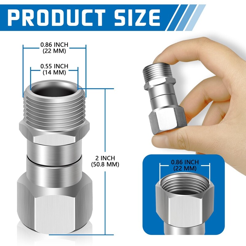 Slėgio plovimo pasukamasis M22 14 mm 360 laipsnių nesulenkimas be sukimosi jungtis, apsauganti nuo sukimosi M22, pistoleto žarna