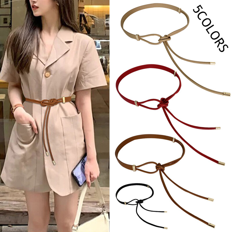 Sieviešu ādas šaura josta kleitai Regulējama plāna jostasvietas kleitas josta ar vintage zelta sprādzi mākslīgās ādas jostas siksnu