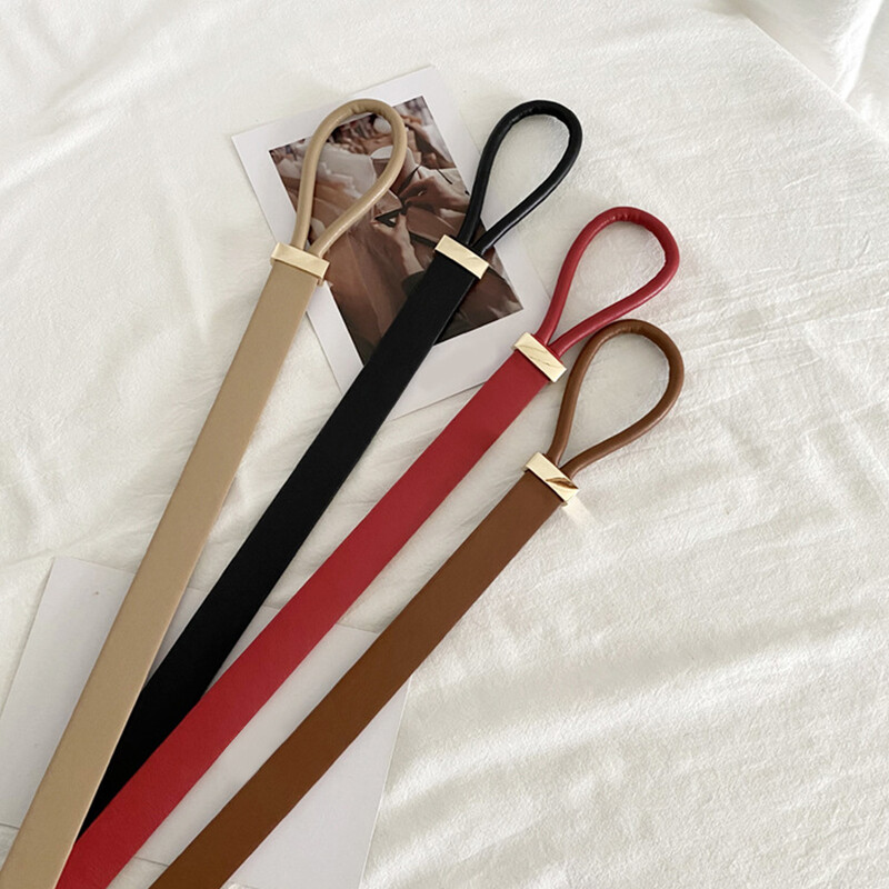 Sieviešu ādas šaura josta kleitai Regulējama plāna jostasvietas kleitas josta ar vintage zelta sprādzi mākslīgās ādas jostas siksnu