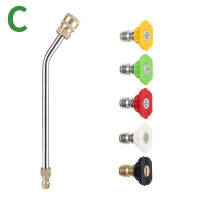 Aukšto slėgio plovimo mašinos priedai Automobilių plovimo pistoletas Penkių spalvų purkštukas slėginis pistoletas, prailgintas 1/4 lenkimo strypo Karcher adapteris