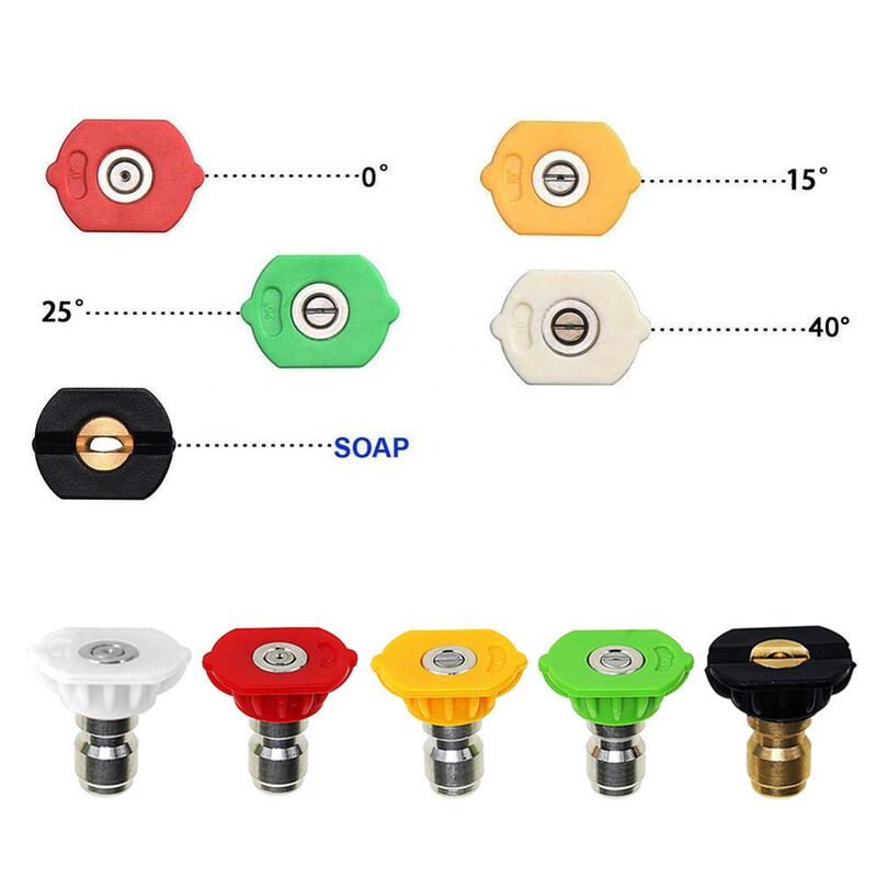 Aukšto slėgio plovimo mašinos priedai Automobilių plovimo pistoletas Penkių spalvų purkštukas slėginis pistoletas, prailgintas 1/4 lenkimo strypo Karcher adapteris