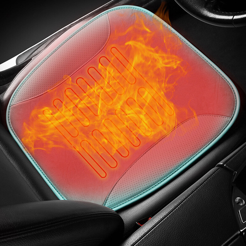 Husă încălzită pentru scaun auto 12V cu conector USB, temperatură reglabilă, pernă de încălzire pentru mașină, moale, PU, pernă de încălzire