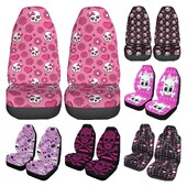 Poťahy na autosedačky Sugar Skulls Pink, sada 2 ks, chrániče predných sedadiel vozidla, doplnky do interiéru, ochranné poťahy na rohože do auta, univerzálne