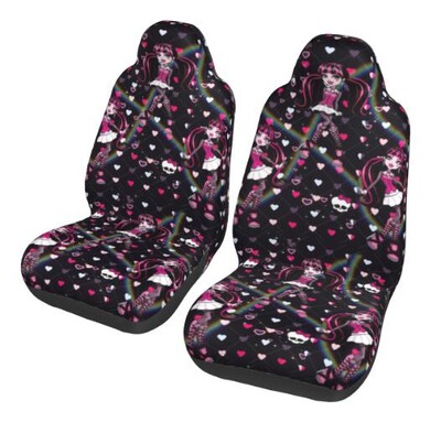 Poťahy na autosedačky Sugar Skulls Pink, sada 2 ks, chrániče predných sedadiel vozidla, doplnky do interiéru, ochranné poťahy na rohože do auta, univerzálne