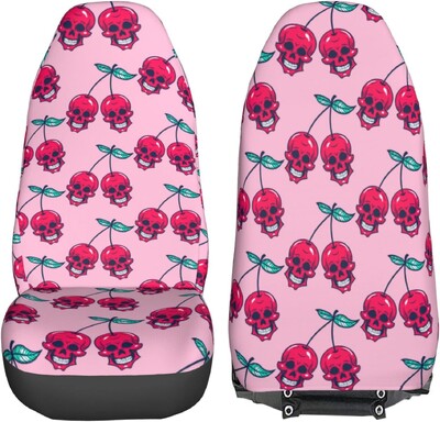 Poťahy na autosedačky Sugar Skulls Pink, sada 2 ks, chrániče predných sedadiel vozidla, doplnky do interiéru, ochranné poťahy na rohože do auta, univerzálne