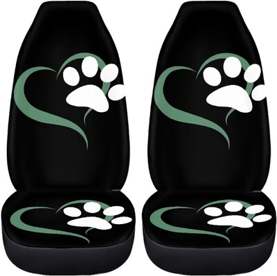 Automobilių sėdynių užvalkalai 2 vnt. Priekinių sėdynių apsauginiai užvalkalai moterims Mergaitėms Gyvūnų Šuo Letenos Meilė Širdies Rožinės Spausdintos Auto Sėdynės Užvalkalai