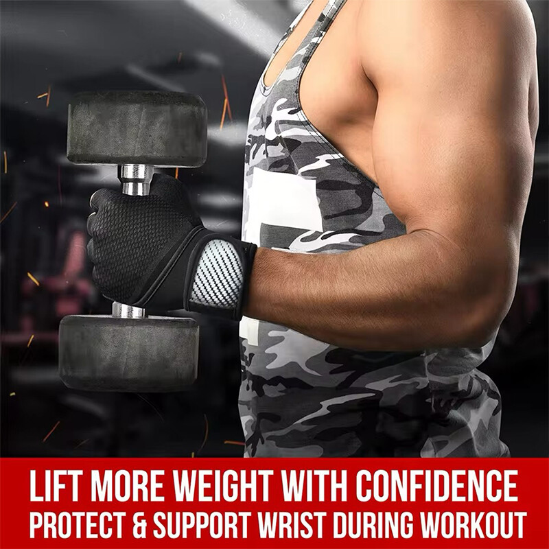1 pár tréningových rukavíc - Rukavice na zdvíhanie závaží do posilňovne s podporou zápästia, plnou ochranou dlane a extra úchopmi na fitness, zhyby