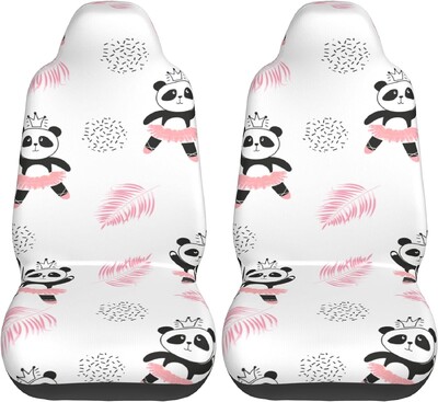 Dancing Girls Panda Slatke navlake za autosjedalice Set od 2 navlake za prednja sjedala Univerzalno odgovara većini vozila Automobili Sedan Kamion SUV Četiri godišnja doba
