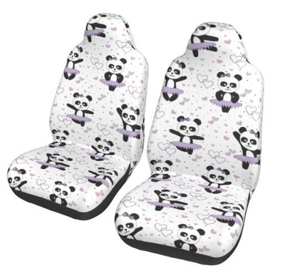 Dancing Girls Panda Slatke navlake za autosjedalice Set od 2 navlake za prednja sjedala Univerzalno odgovara većini vozila Automobili Sedan Kamion SUV Četiri godišnja doba