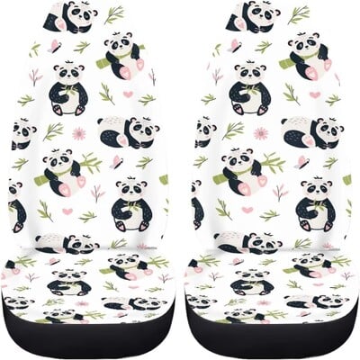 Dancing Girls Panda Slatke navlake za autosjedalice Set od 2 navlake za prednja sjedala Univerzalno odgovara većini vozila Automobili Sedan Kamion SUV Četiri godišnja doba