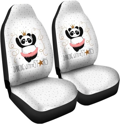Dancing Girls Panda Slatke navlake za autosjedalice Set od 2 navlake za prednja sjedala Univerzalno odgovara većini vozila Automobili Sedan Kamion SUV Četiri godišnja doba