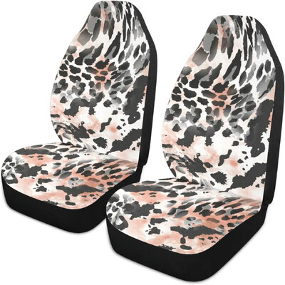 Leopard Print autósülés huzatok Első ülés fekete szürke Cool Design jármű vödör ülésvédők univerzálisan illeszkedik a legtöbb jármű szedánhoz
