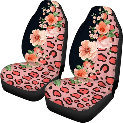 Leopard Print autósülés huzatok Első ülés fekete szürke Cool Design jármű vödör ülésvédők univerzálisan illeszkedik a legtöbb jármű szedánhoz
