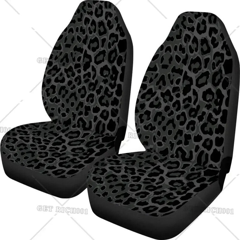 Leopard Print autósülés huzatok Első ülés fekete szürke Cool Design jármű vödör ülésvédők univerzálisan illeszkedik a legtöbb jármű szedánhoz
