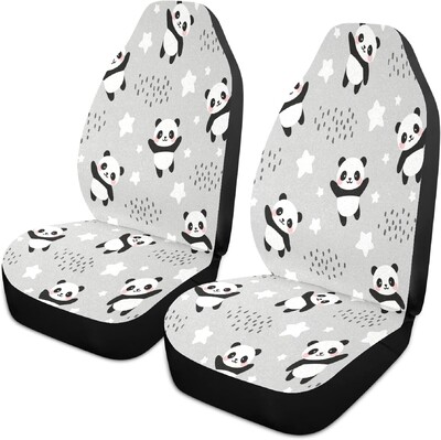 Poťahy na autosedačky Panda Says Hola, sada 2 kusov, univerzálne, vhodné pre väčšinu vozidiel, sedan, nákladné auto, SUV, štyri ročné obdobia