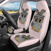 Set de huse pentru scaune auto, 2 buc, cu bufniță din desene animate, protector universal pentru scaune pentru mașină, potrivit pentru majoritatea autovehiculelor, SUV, sedan, camioane