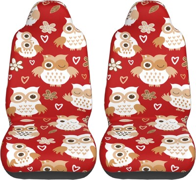 Set de huse pentru scaune auto, 2 buc, cu bufniță din desene animate, protector universal pentru scaune pentru mașină, potrivit pentru majoritatea autovehiculelor, SUV, sedan, camioane