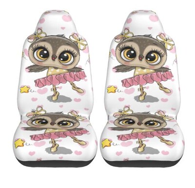 Set de huse pentru scaune auto, 2 buc, cu bufniță din desene animate, protector universal pentru scaune pentru mașină, potrivit pentru majoritatea autovehiculelor, SUV, sedan, camioane