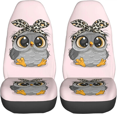 Set de huse pentru scaune auto, 2 buc, cu bufniță din desene animate, protector universal pentru scaune pentru mașină, potrivit pentru majoritatea autovehiculelor, SUV, sedan, camioane