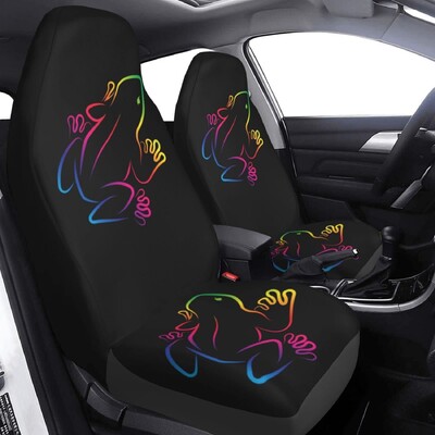 Cartoon Frog autós üléshuzatok Univerzális 2 db Automatikus első üléshuzat A legtöbb autóhoz használható SUV szedán teherautók Four Seasons üléshuzatok