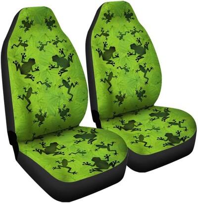 Cartoon Frog autós üléshuzatok Univerzális 2 db Automatikus első üléshuzat A legtöbb autóhoz használható SUV szedán teherautók Four Seasons üléshuzatok