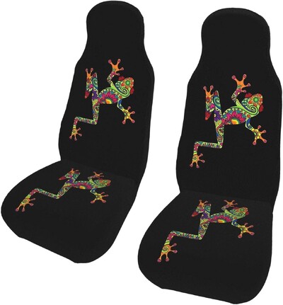 Cartoon Frog autós üléshuzatok Univerzális 2 db Automatikus első üléshuzat A legtöbb autóhoz használható SUV szedán teherautók Four Seasons üléshuzatok