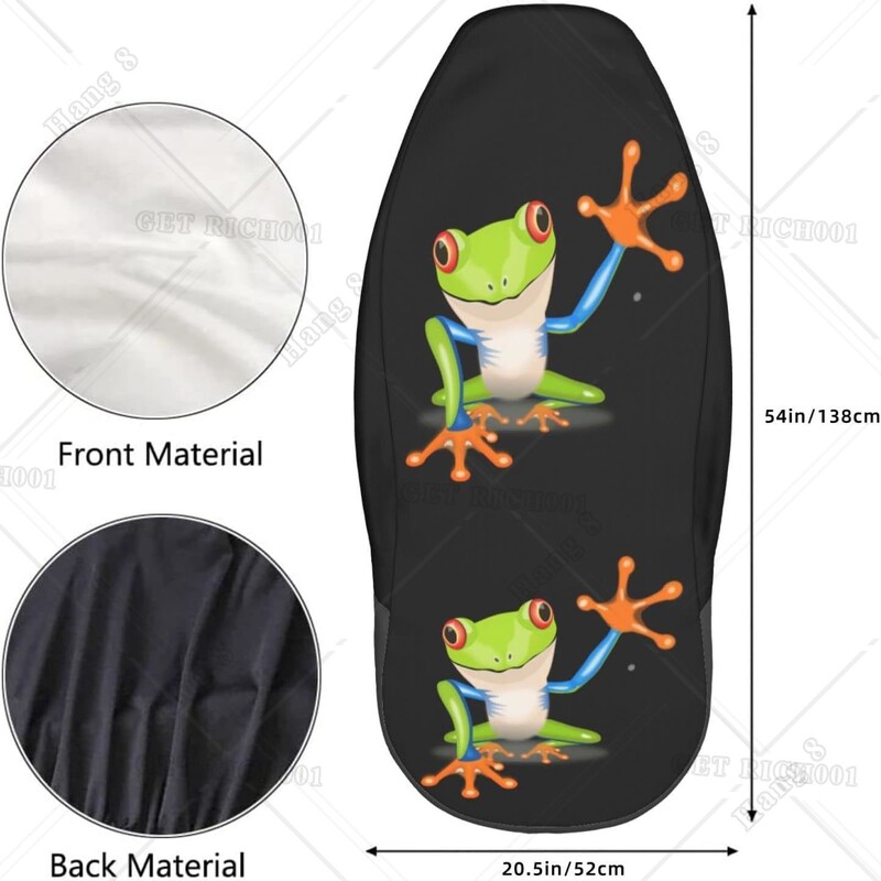 Cartoon Frog autós üléshuzatok Univerzális 2 db Automatikus első üléshuzat A legtöbb autóhoz használható SUV szedán teherautók Four Seasons üléshuzatok