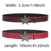 Šírka 3,3 cm, hip-hopový retro dámsky opasok, gotický punk, päťcípa hviezda, pracka z umelej kože, rockový opasok Y2k červený