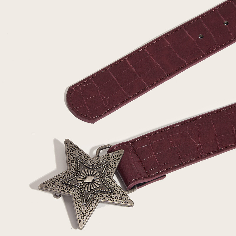 Šírka 3,3 cm, hip-hopový retro dámsky opasok, gotický punk, päťcípa hviezda, pracka z umelej kože, rockový opasok Y2k červený