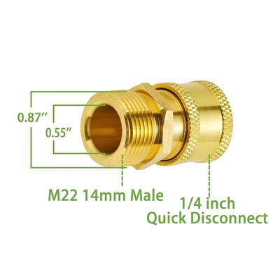Set adaptera za visokotlačni perač Spojnice M22-14mm/15mm do 1/4 Quick Connect Okretni pribor za visokotlačno crijevo pištolja za vodu