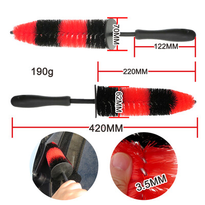 9,5 hüvelykes autókerékmosó kefe gumikefe, hosszú, puha sörtéjű tisztítókefe a motor motorrácsához, kerékmosó kefe tisztítóeszköz