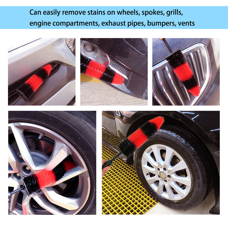 9,5 hüvelykes autókerékmosó kefe gumikefe, hosszú, puha sörtéjű tisztítókefe a motor motorrácsához, kerékmosó kefe tisztítóeszköz