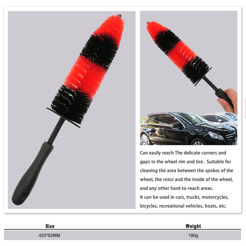 9,5 hüvelykes autókerékmosó kefe gumikefe, hosszú, puha sörtéjű tisztítókefe a motor motorrácsához, kerékmosó kefe tisztítóeszköz