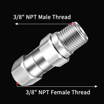 Nagynyomású mosó forgó, 3/8 NPT és M22 14 mm-es külső menetes csatlakozó rozsdamentes acél 360°-os megtörésmentes pisztoly a tömlőhöz 4500 PSI