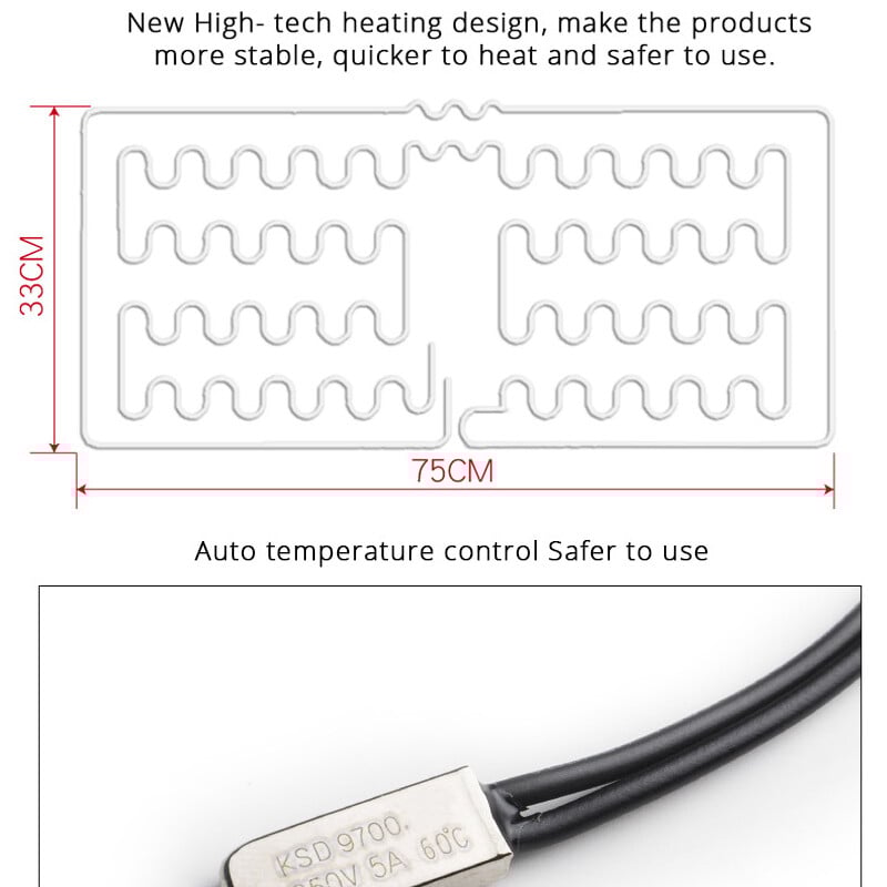12V autó fűtött üléshuzatok Univerzális fekete 1 db