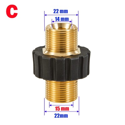 Nagynyomású mosó M22 14mm 15mm tömlőcsatlakozó hosszabbító csatlakozó sárgaréz csőcsatlakozás