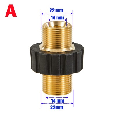 Nagynyomású mosó M22 14mm 15mm tömlőcsatlakozó hosszabbító csatlakozó sárgaréz csőcsatlakozás