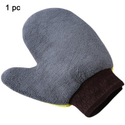 Autómosó tisztító kesztyűkefe Vastag kettős felületű mikroszálas korall gyapjú kesztyűk autótisztító kesztyű Auto Wax részletező ápolókefe