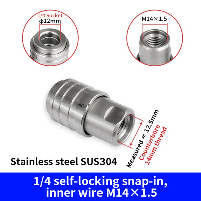 Nyomásos vízpisztoly rozsda acél 1/4 önzáró gyorscsatlakozó G1/4 M22 M14 menetes gyorscsatlakozó adapter alátét tartozékok