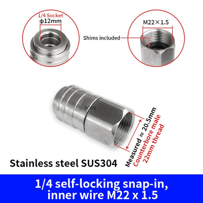 Nyomásos vízpisztoly rozsda acél 1/4 önzáró gyorscsatlakozó G1/4 M22 M14 menetes gyorscsatlakozó adapter alátét tartozékok