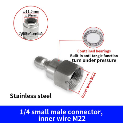 Nyomásos vízpisztoly rozsda acél 1/4 önzáró gyorscsatlakozó G1/4 M22 M14 menetes gyorscsatlakozó adapter alátét tartozékok