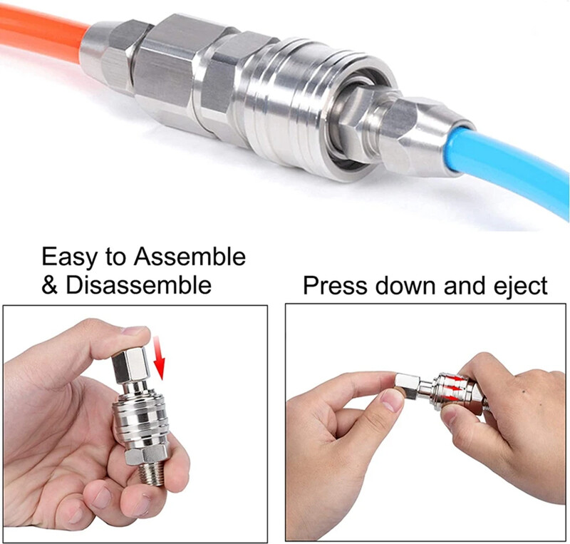 Nyomásos vízpisztoly rozsda acél 1/4 önzáró gyorscsatlakozó G1/4 M22 M14 menetes gyorscsatlakozó adapter alátét tartozékok