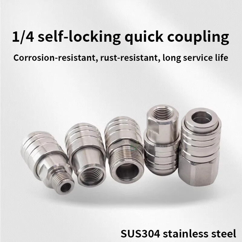 Nyomásos vízpisztoly rozsda acél 1/4 önzáró gyorscsatlakozó G1/4 M22 M14 menetes gyorscsatlakozó adapter alátét tartozékok