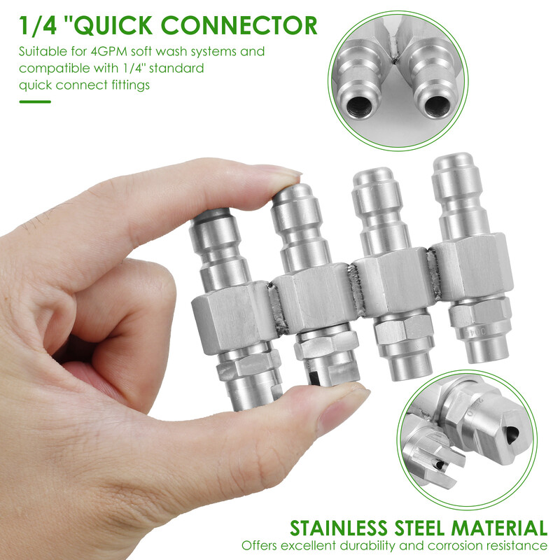 4 krypčių J strypo slėgio plovimo antgalis Plieninis 1/4 colio Jrod antgalis Greito prijungimo antgalio jungiamosios detalės Slėginio plovimo priedai automobiliui