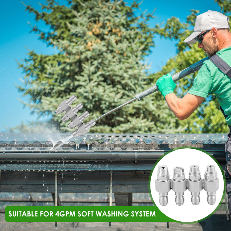 4 krypčių J strypo slėgio plovimo antgalis Plieninis 1/4 colio Jrod antgalis Greito prijungimo antgalio jungiamosios detalės Slėginio plovimo priedai automobiliui
